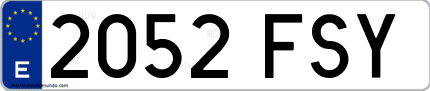Ejemplo de matrícula de coche ordinaria 2052 FSY
