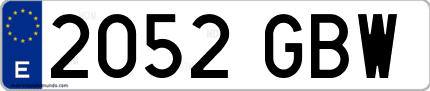 Ejemplo de matrícula de coche ordinaria 2052 GBW