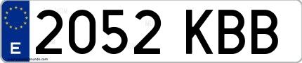 Ejemplo de matrícula española 2052 KBB