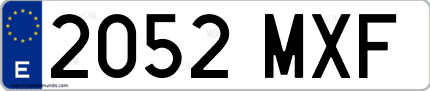 Ejemplo de matrícula de coche ordinaria 2052 MXF