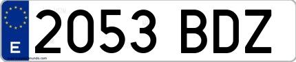 Ejemplo de matrícula española 2053 BDZ