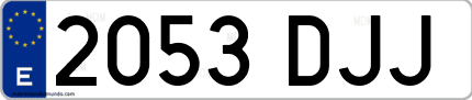 Ejemplo de matrícula de coche ordinaria 2053 DJJ