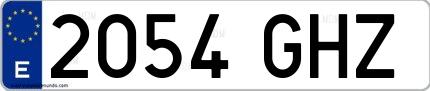 Ejemplo de matrícula española 2054 GHZ