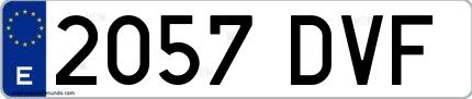 Ejemplo de matrícula española 2057 DVF