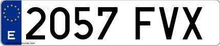 Ejemplo de matrícula española 2057 FVX
