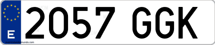 Ejemplo de matrícula de coche ordinaria 2057 GGK