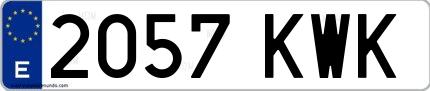 Ejemplo de matrícula española 2057 KWK
