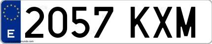 Ejemplo de matrícula española 2057 KXM