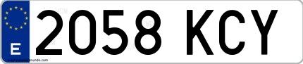 Ejemplo de matrícula española 2058 KCY