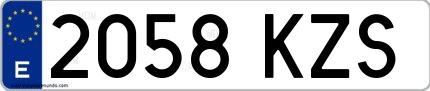 Ejemplo de matrícula española 2058 KZS