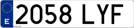 Ejemplo de matrícula española 2058 LYF