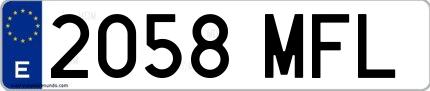 Ejemplo de matrícula española 2058 MFL