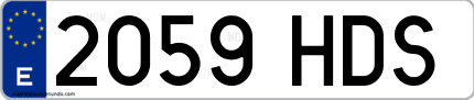 Ejemplo de matrícula de coche ordinaria 2059 HDS