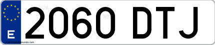 Ejemplo de matrícula de coche ordinaria 2060 DTJ