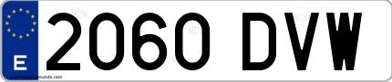 Ejemplo de matrícula española 2060 DVW