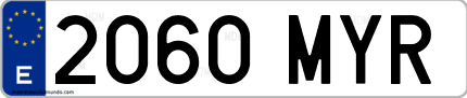 Ejemplo de matrícula de coche ordinaria 2060 MYR