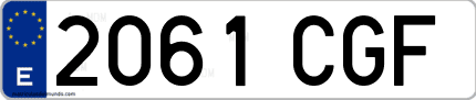 Ejemplo de matrícula de coche ordinaria 2061 CGF