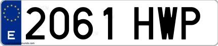 Ejemplo de matrícula española 2061 HWP