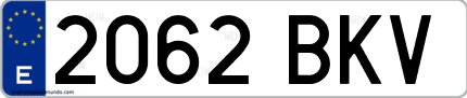 Ejemplo de matrícula de coche ordinaria 2062 BKV