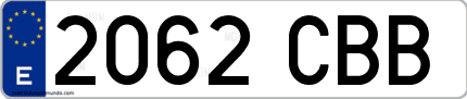 Ejemplo de matrícula de coche ordinaria 2062 CBB