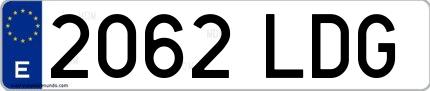 Ejemplo de matrícula española 2062 LDG