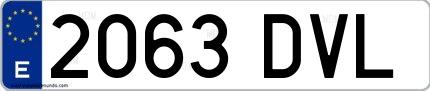 Ejemplo de matrícula española 2063 DVL