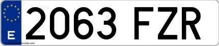 Ejemplo de matrícula española 2063 FZR