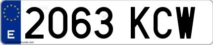Ejemplo de matrícula española 2063 KCW
