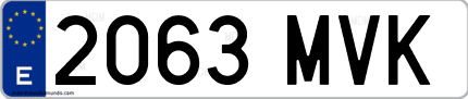 Ejemplo de matrícula de coche ordinaria 2063 MVK