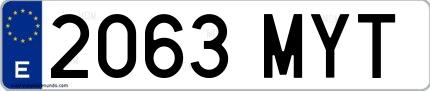 Ejemplo de matrícula española 2063 MYT