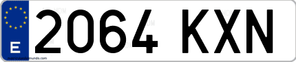 Ejemplo de matrícula de coche ordinaria 2064 KXN