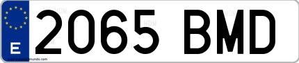Ejemplo de matrícula española 2065 BMD