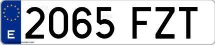 Ejemplo de matrícula española 2065 FZT