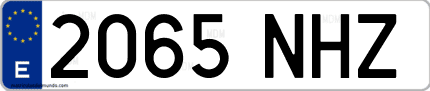 Ejemplo de matrícula de coche ordinaria 2065 NHZ