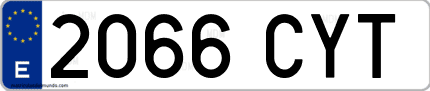 Ejemplo de matrícula de coche ordinaria 2066 CYT