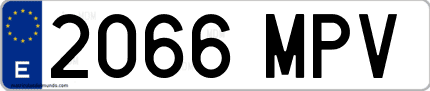 Ejemplo de matrícula de coche ordinaria 2066 MPV