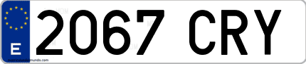 Ejemplo de matrícula de coche ordinaria 2067 CRY
