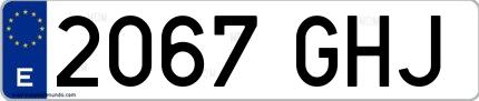 Ejemplo de matrícula española 2067 GHJ