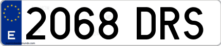Ejemplo de matrícula de coche ordinaria 2068 DRS