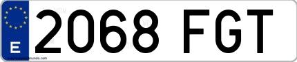 Ejemplo de matrícula española 2068 FGT