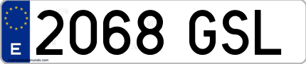 Ejemplo de matrícula de coche ordinaria 2068 GSL