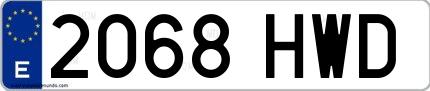 Ejemplo de matrícula española 2068 HWD