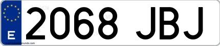 Ejemplo de matrícula española 2068 JBJ