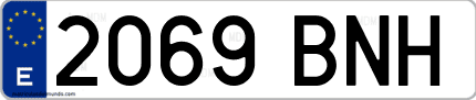 Ejemplo de matrícula de coche ordinaria 2069 BNH