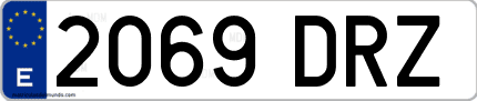 Ejemplo de matrícula de coche ordinaria 2069 DRZ