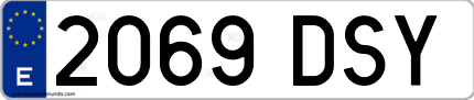 Ejemplo de matrícula de coche ordinaria 2069 DSY