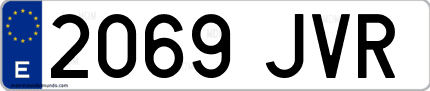 Ejemplo de matrícula de coche ordinaria 2069 JVR
