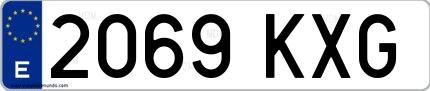 Ejemplo de matrícula española 2069 KXG