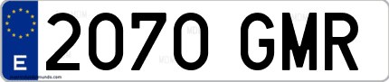 Ejemplo de matrícula de coche ordinaria 2070 GMR