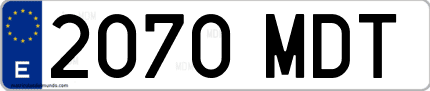 Ejemplo de matrícula de coche ordinaria 2070 MDT